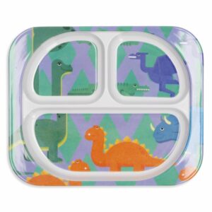 Plato Infantil Rectangular Con Divisiones Diseño Dinosaurios VAJILLAS SABANA 24 Cm