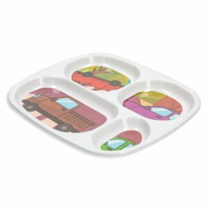 Plato Infantil Rectangular Con Divisiones Diseño Carros VAJILLAS SABANA 24.5 Cm