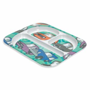Plato Infantil Rectangular Con Divisiones Diseño Carros VAJILLAS SABANA 24 Cm