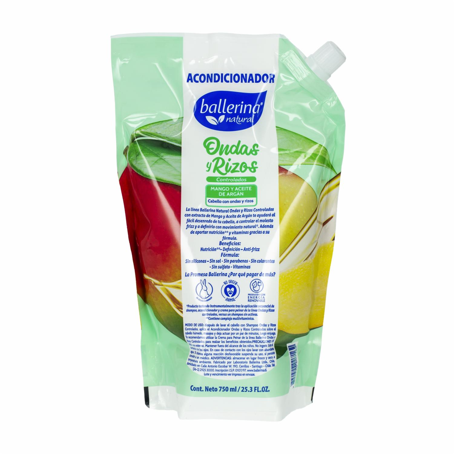 Acondicionador De Cabello Ondas y Rizos Mango y Aceite De Argán BALLERINA 750 Ml - Imagen 2