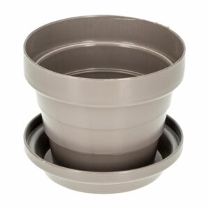 Maceta Jazmín Con Base Café Suizo PLÁSTICOS CHEMPRO 0.5 Litros