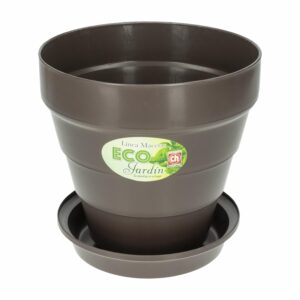 Maceta Jazmín Con Base Wengué PLÁSTICOS CHEMPRO 3 Litros