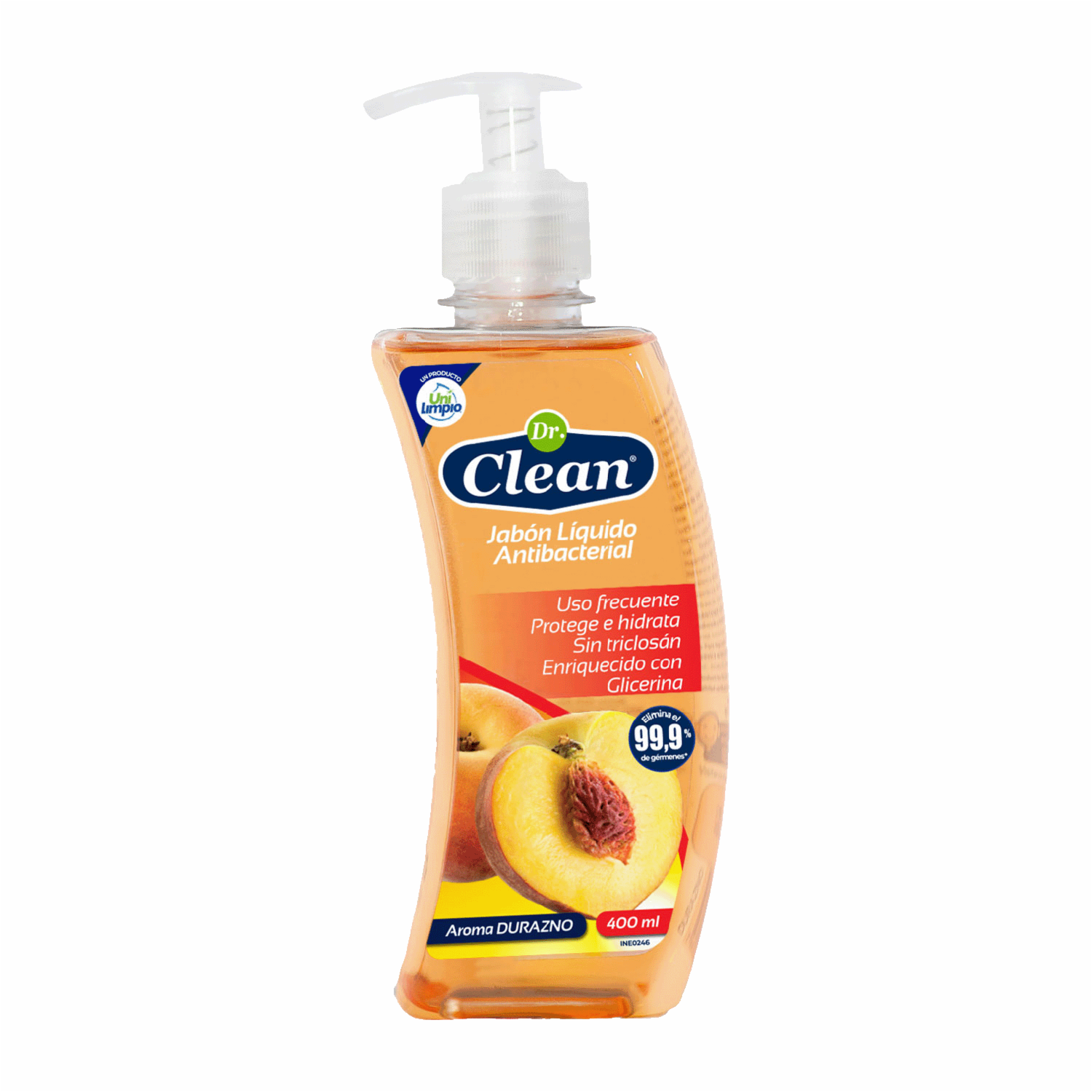 Jabón Líquido Antibacterial Aroma Durazno DR. CLEAN 400 Ml - Imagen 2