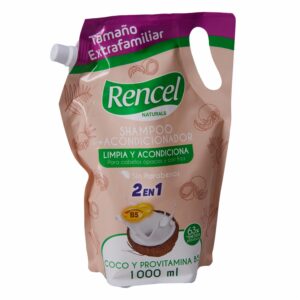 Shampoo Y Acondicionador 2 En 1 Con Coco Y Provitamina B5 Para Cabellos Opacos Y Con Frizz RENCEL 1000 Ml