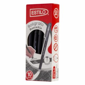 Bolígrafo Borrable Negro 7 Milímetros ESTILO 10 Piezas