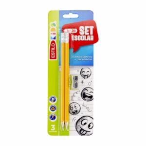 Lapiz De Grafito Con Sacapuntas Metalico ESTILO 3 Piezas