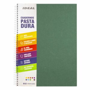 Cuaderno Espiral 1 Línea Verde IDEAL 100 Hojas