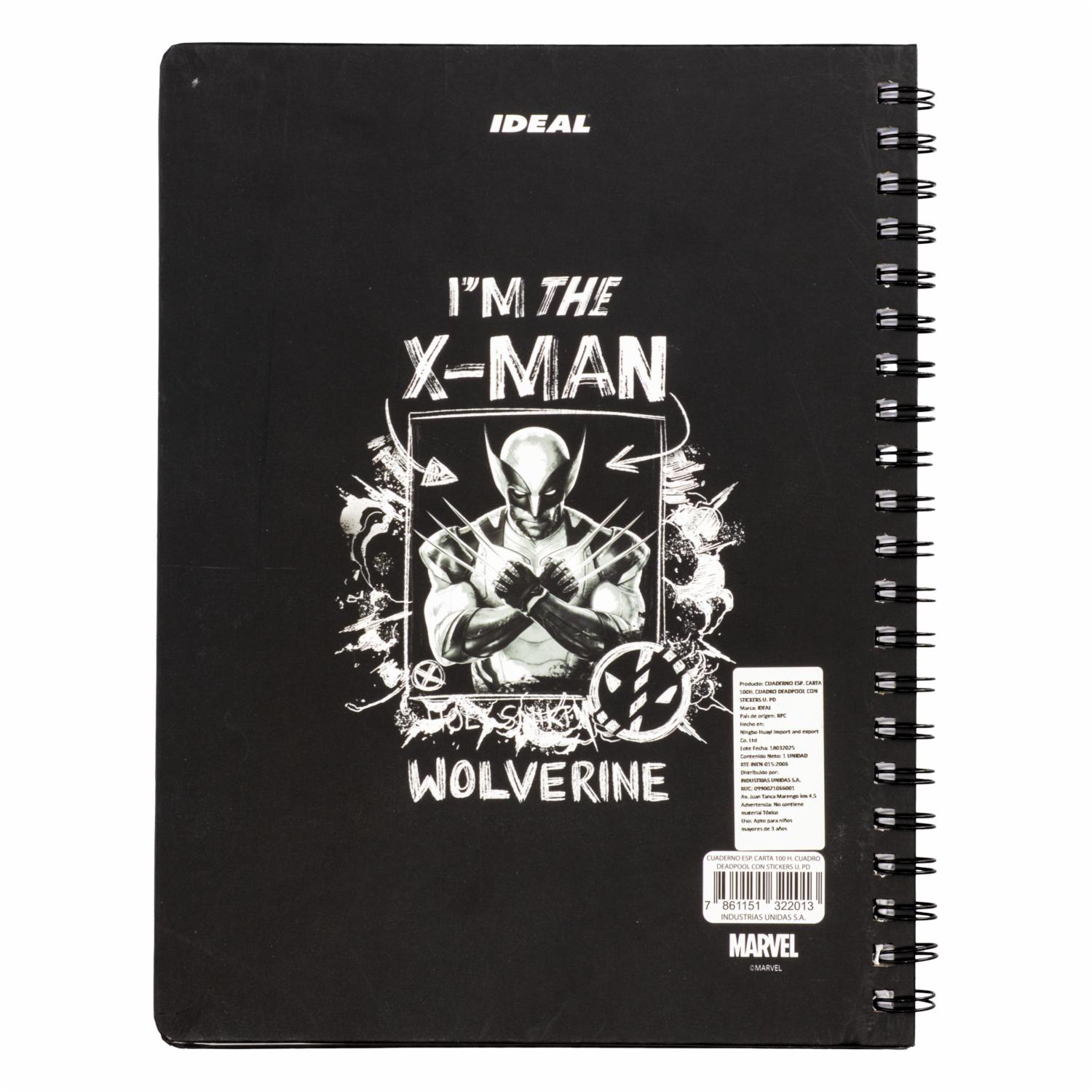 Cuaderno Universitario De Cuadros Con Stickers Deadpool DISNEY 100 Hojas - Imagen 2