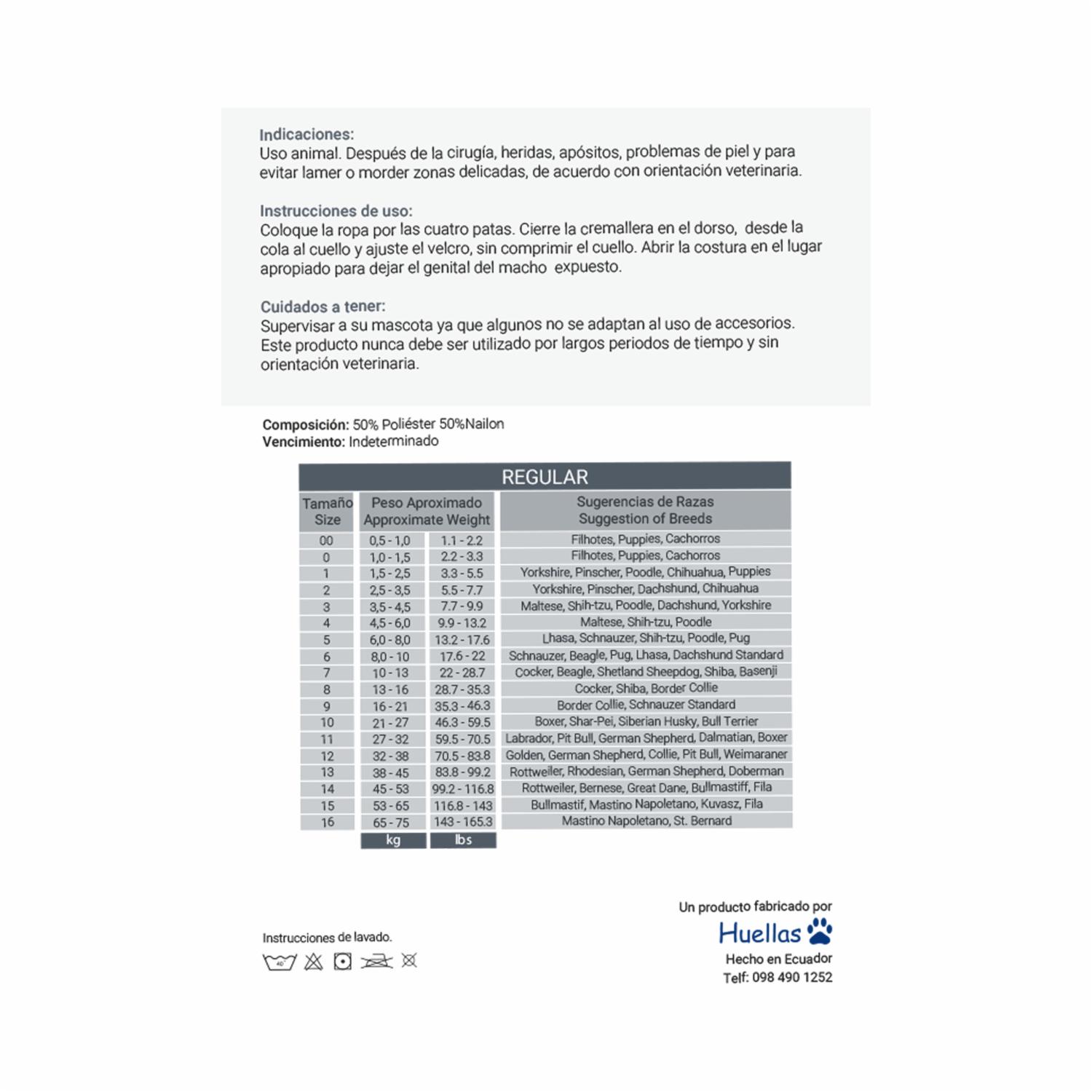 Ropa Para Perro Post Quirúrgica Extremidades Posteriores HUELLAS Talla 4 4.5 - 6.0 Kilos - Imagen 3