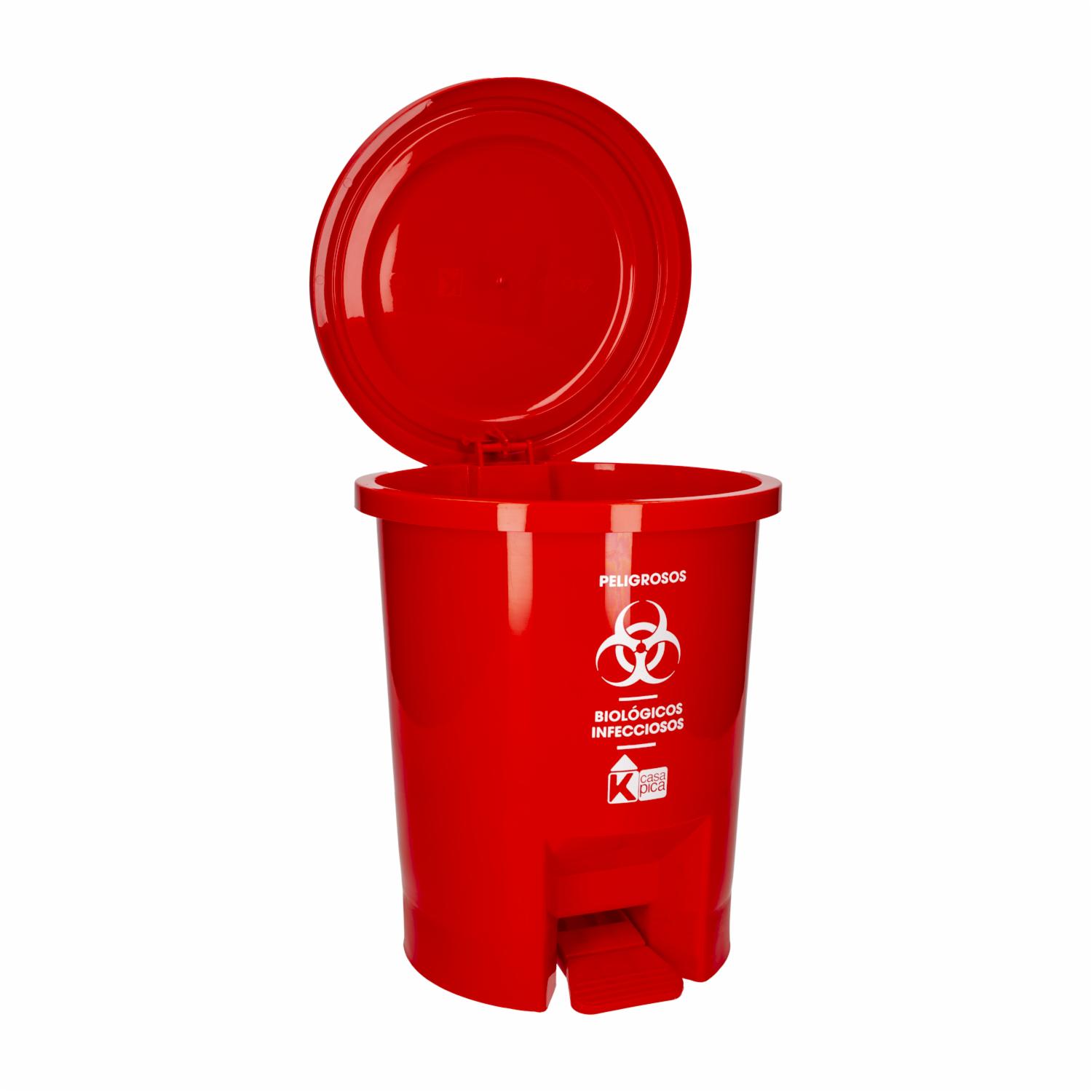 Tacho De Basura Desechos Biológicos Con Tapa Rojo CASA PICA 10 Litros
