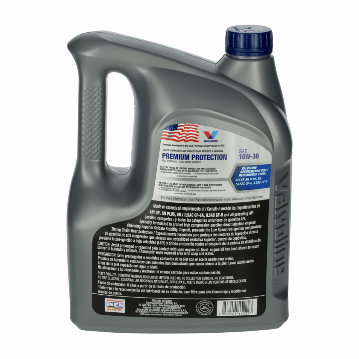 Aceite Automotriz Premium Protección Synthetic 10W30 VALVOLINE 1 Galón