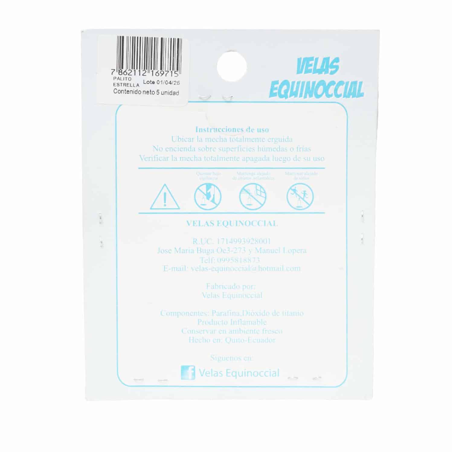 Vela Palito Estrella VELAS EQUINOCCIAL Unidad - Imagen 2