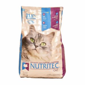Alimento Para Gatos Y Gatitos Sabor A Pollo Y Vegetales 31.5% Proteína NUTRITEC 2 Kg