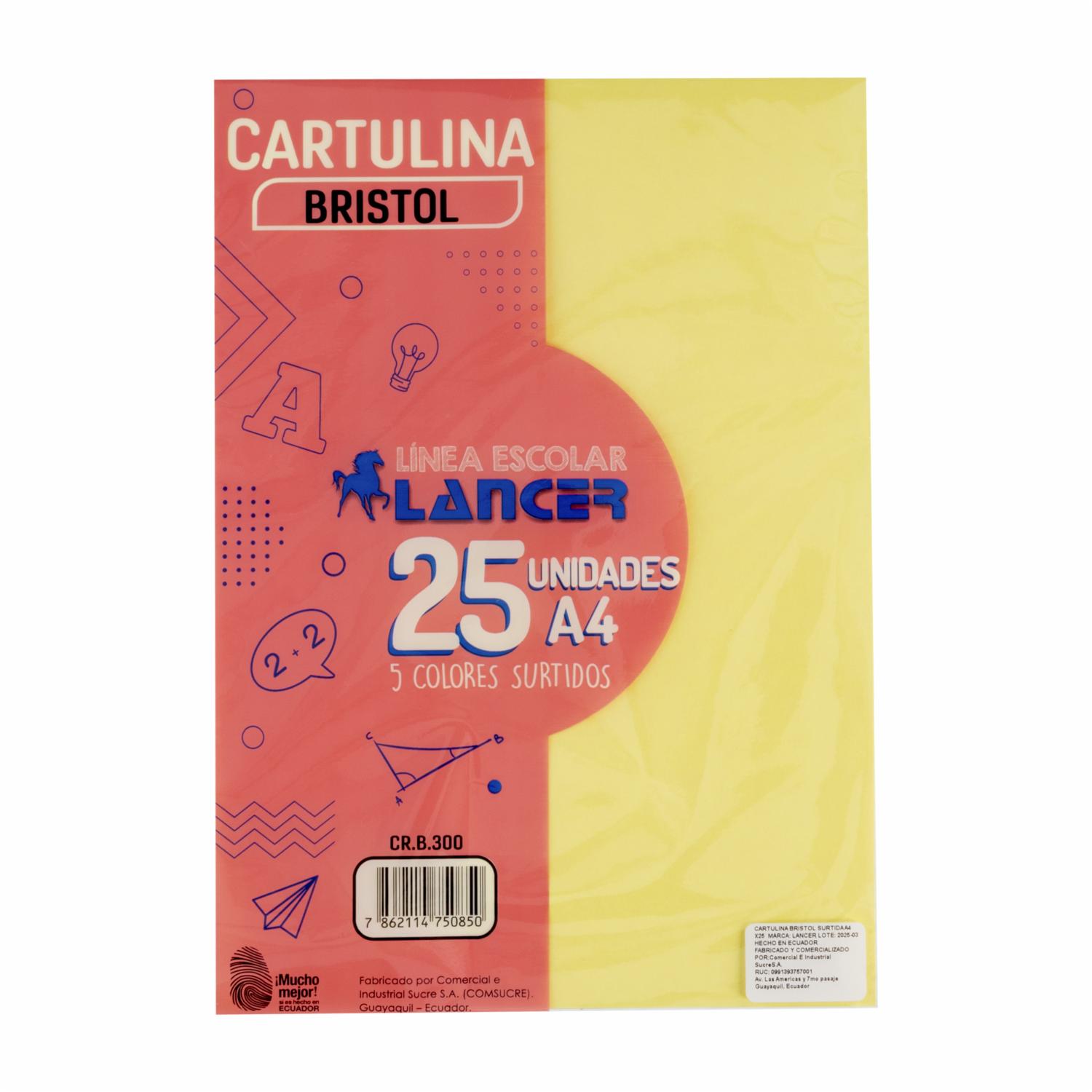 Cartulina Bristol A4 Colores Surtidos LANCER 25 Piezas - Imagen 2