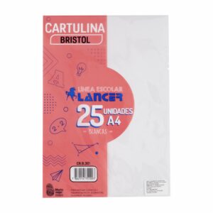 Cartulina Bristol A4 Blanca LANCER 25 Piezas