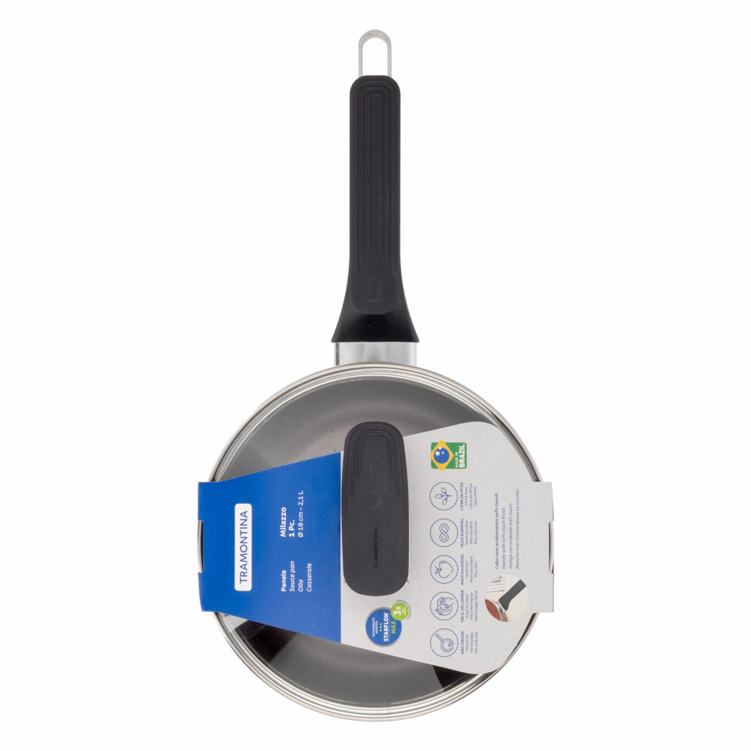 Cacerola Antiadherente Con Tapa De Vidrio Milazzo TRAMONTINA 18 Cm - Imagen 4