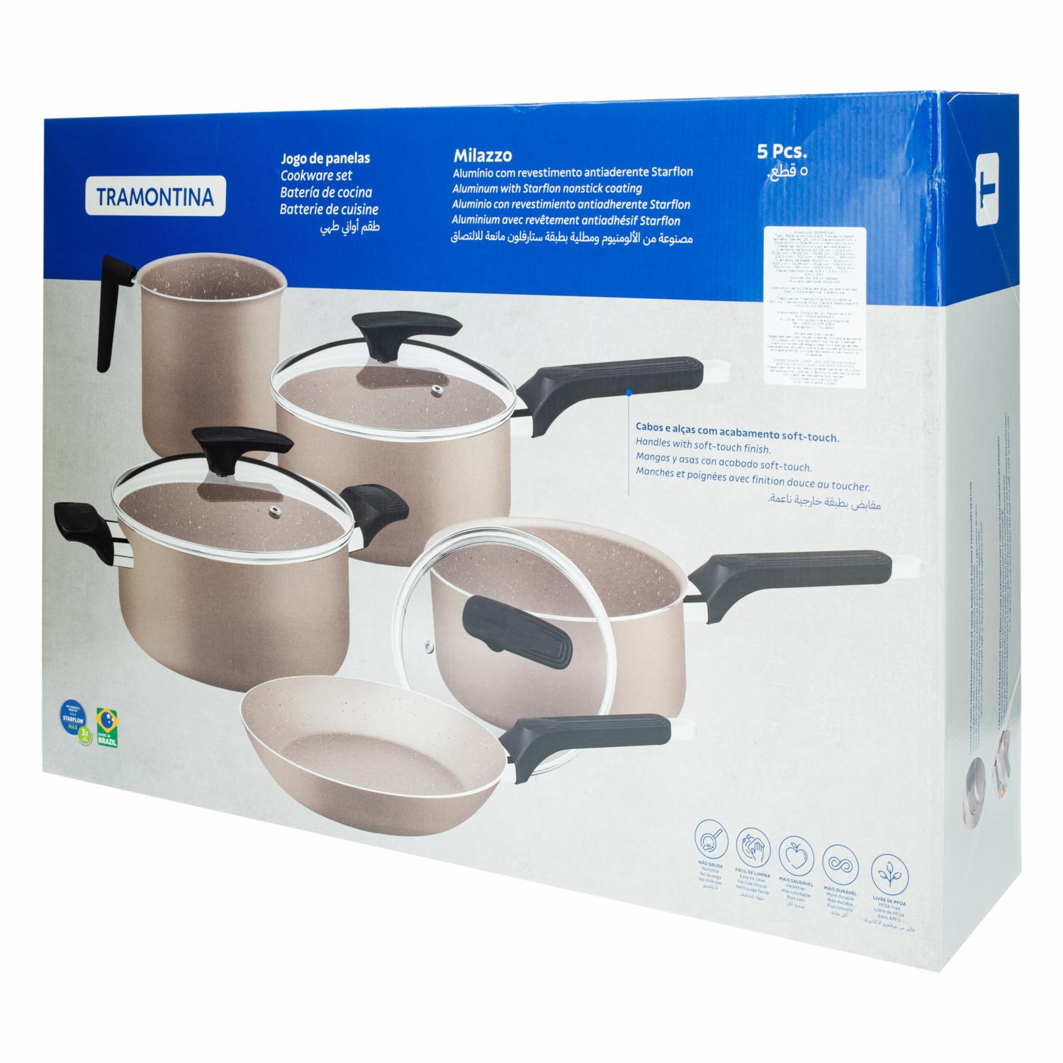 Set De Ollas Y Sartenes De Inducción Milazzo TRAMONTINA 5 Piezas - Imagen 2