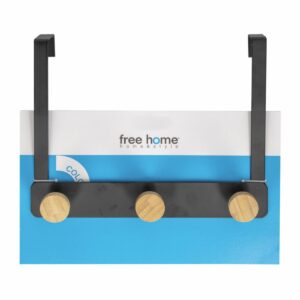 Colgador De Puerta 3 Ganchos Negro FREE HOME Metalico