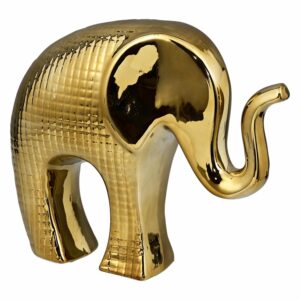 Figura Elefante Decorativo Dorado Con Lineas Irregulares FREE HOME Mediano