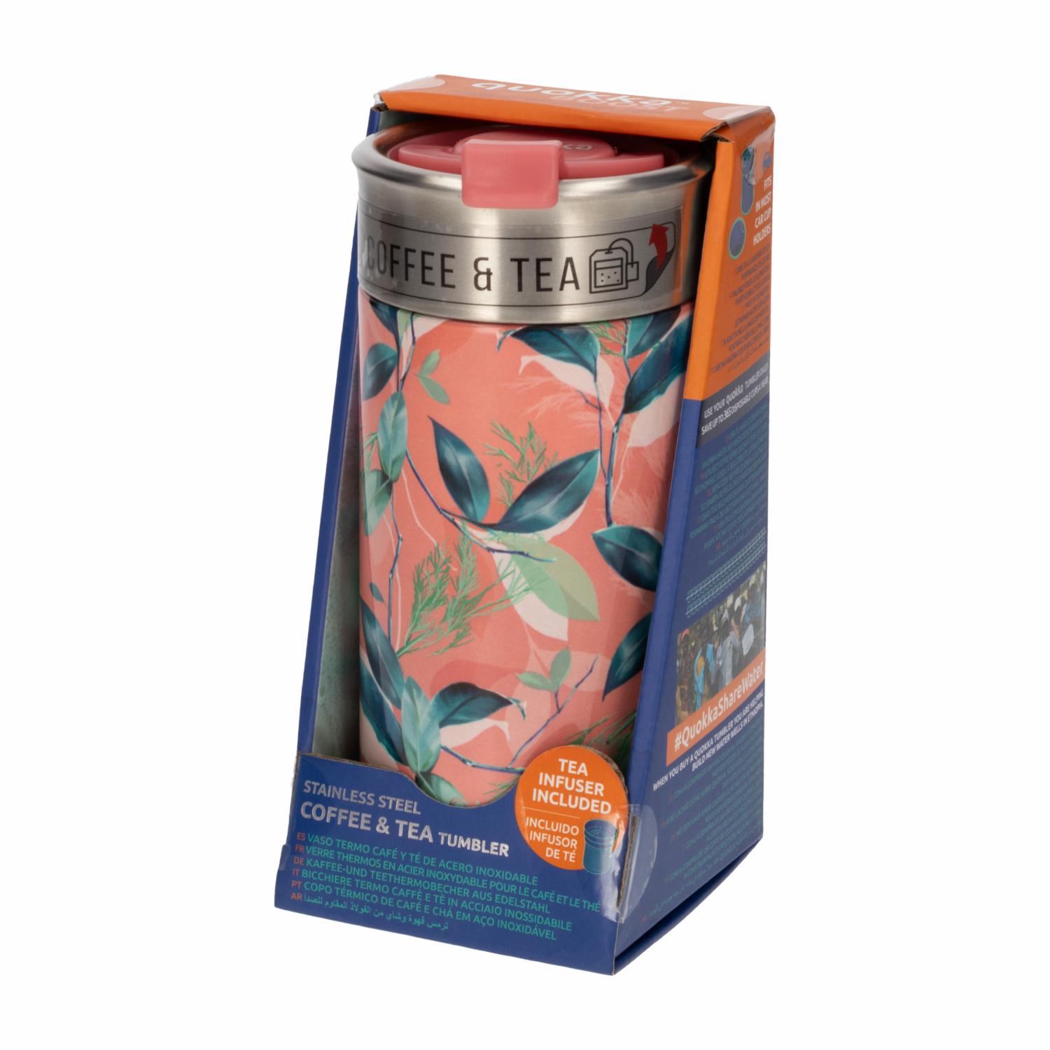 Vaso Térmico Peonias Rosado Exótico QUOKKA 400 Ml - Imagen 2