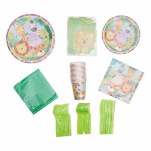 Set De Platos Servilletas Vasos Y Cubiertos Animalitos UNIFELICIDAD 16 Uds