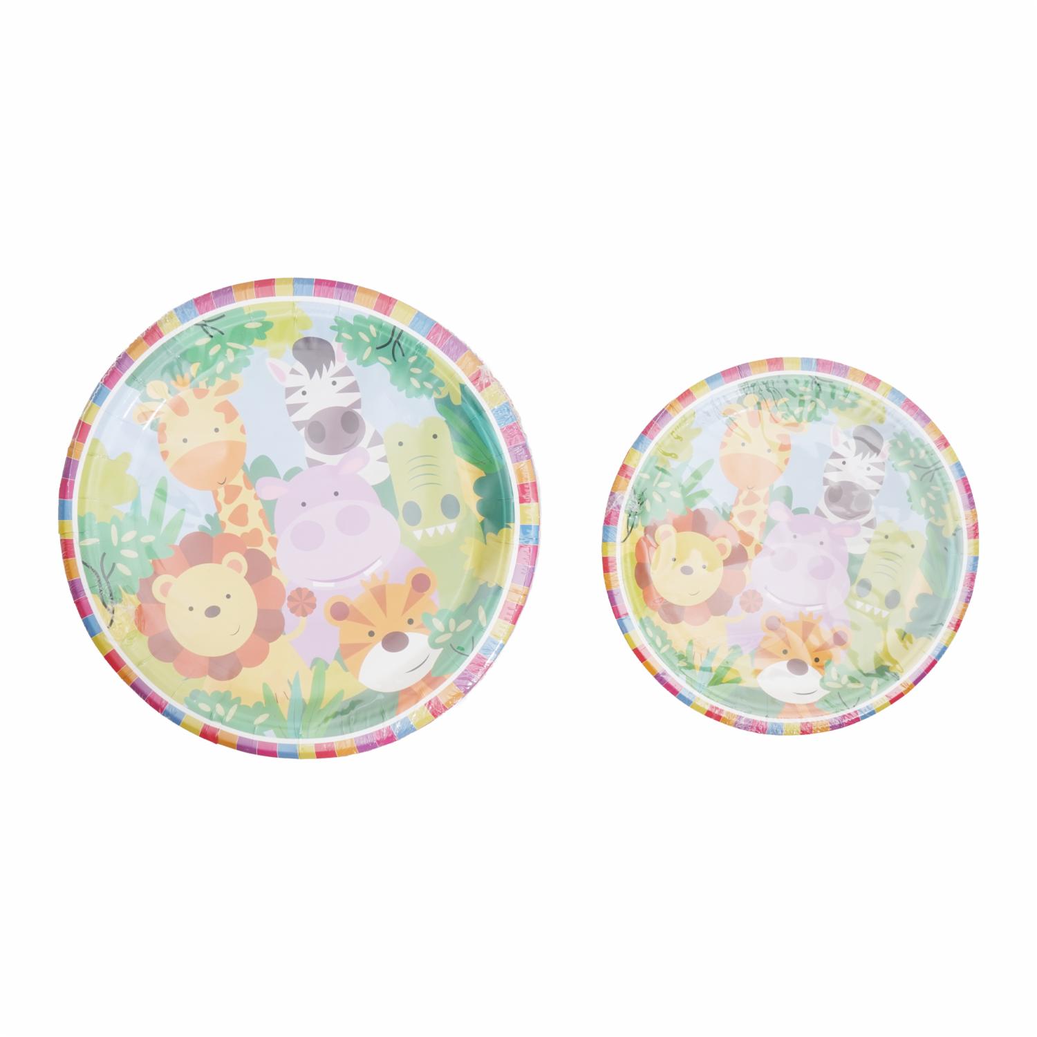 Set De Platos Servilletas Vasos Y Cubiertos Animalitos UNIFELICIDAD 16 Uds