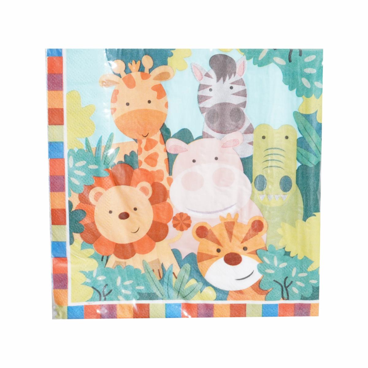 Set De Platos Servilletas Vasos Y Cubiertos Animalitos UNIFELICIDAD 16 Uds