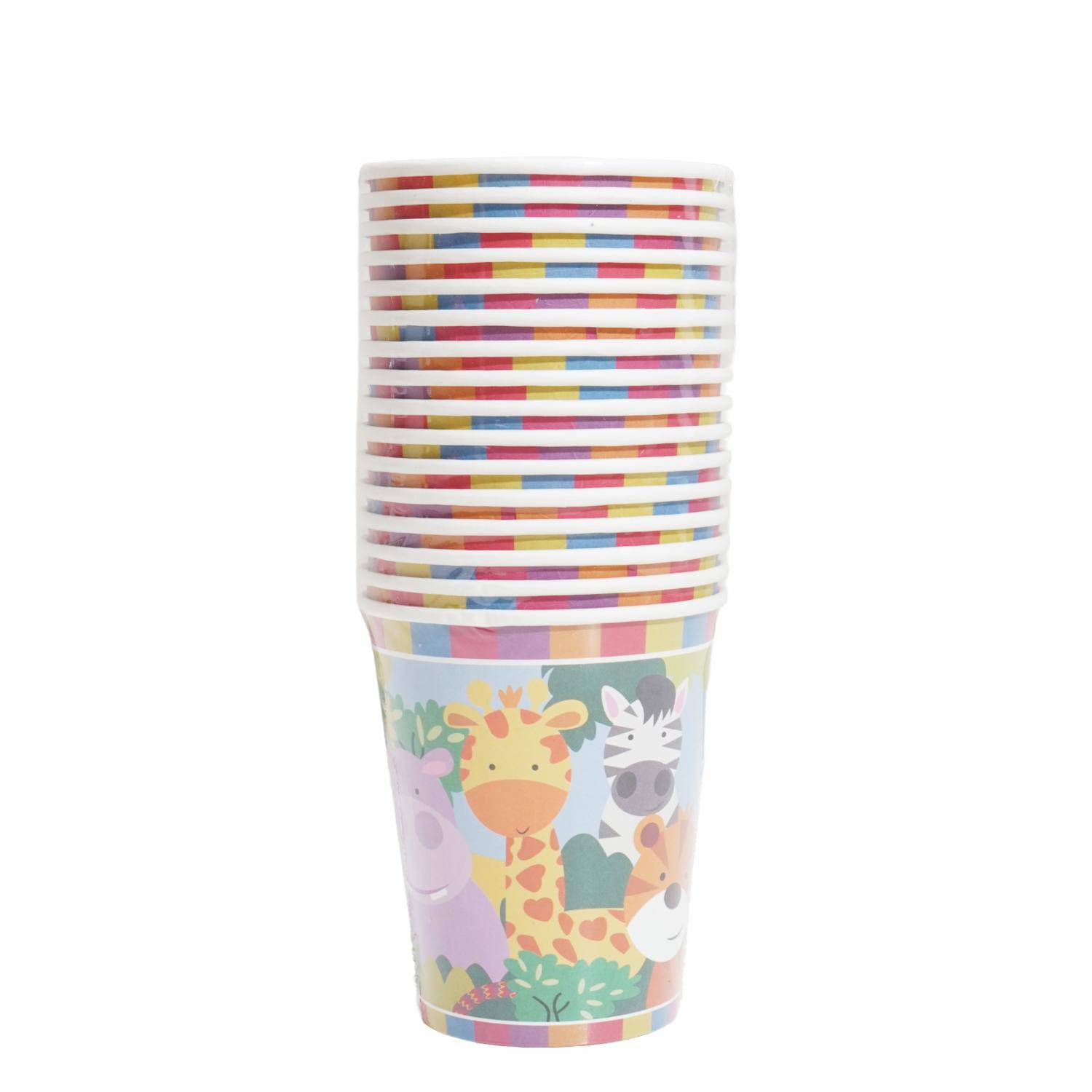 Set De Platos Servilletas Vasos Y Cubiertos Animalitos UNIFELICIDAD 16 Uds