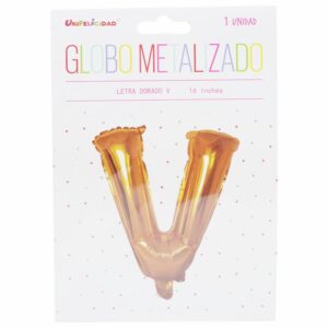 Globo Metalizado Dorado V UNIFELICIDAD 16"