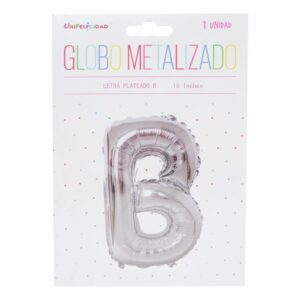 Globo Metalizado Plateado B UNIFELICIDAD 16"