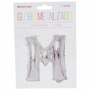 Globo Metalizado Plateado M UNIFELICIDAD 16"