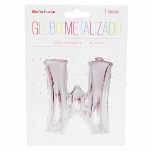 Globo Metalizado Plateado W UNIFELICIDAD 16"