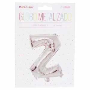 Globo Metalizado Plateado Z UNIFELICIDAD 16"