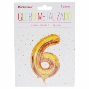 Globo Metalizado Dorado N.6 UNIFELICIDAD 16"