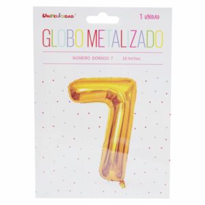 Globo Metalizado Dorado N.7 UNIFELICIDAD 16"