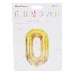 Globo Metalizado Dorado N.0 UNIFELICIDAD 16"