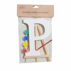 Set Letra Madera P Blanca Con Acuarelas BABY CRAFT 15X1.2CM