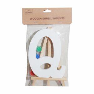 Set Letra Madera Q Blanca Con Acuarelas BABY CRAFT 15X1.2CM