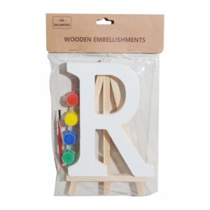 Set Letra Madera R Blanca Con Acuarelas BABY CRAFT 15X1.2CM