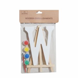Set Letra Madera W Blanca Con Acuarelas BABY CRAFT 15X1.2CM