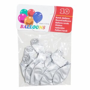 Globos Metalizados N.12 Plateado BALLOONS 10 Uds