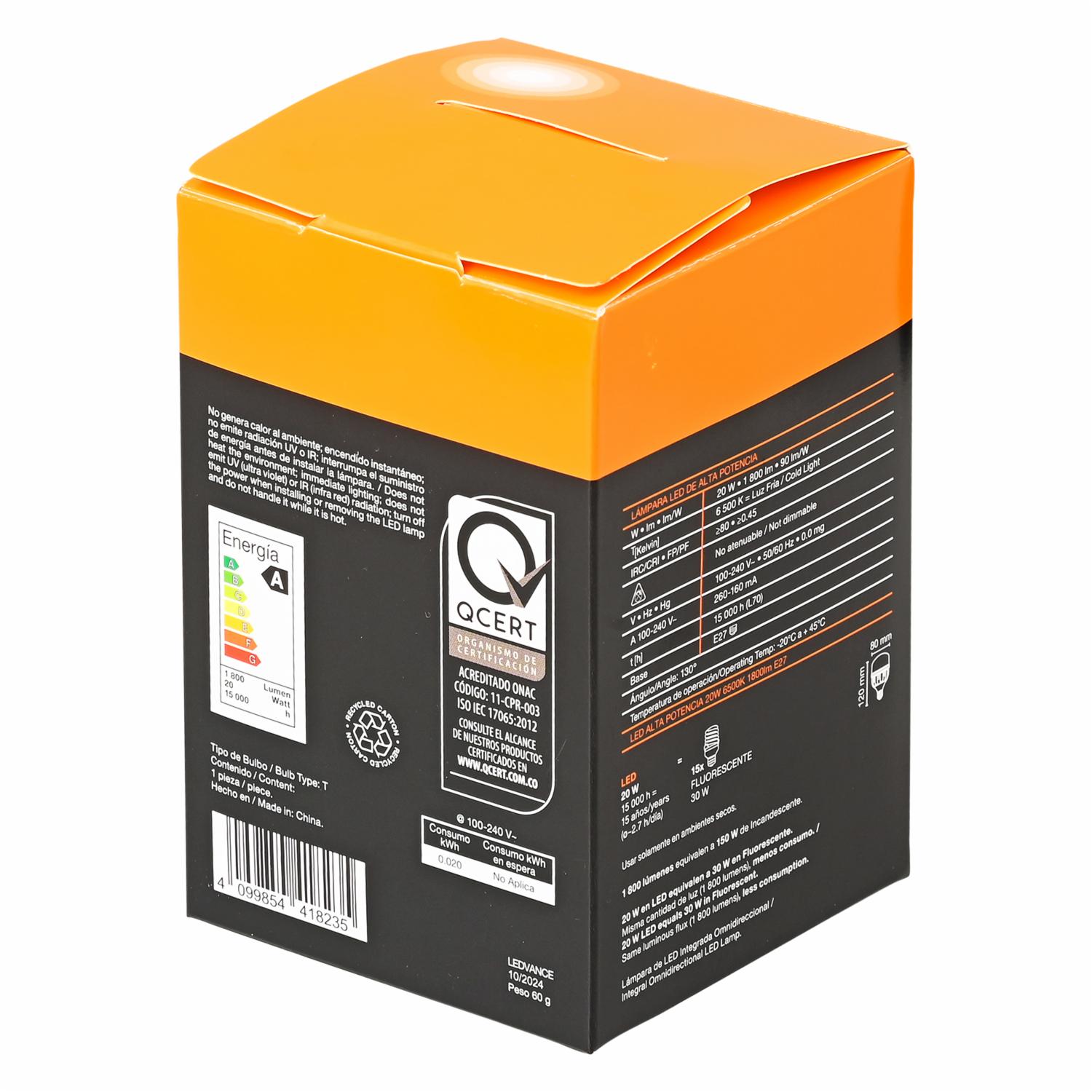 Foco Led Alta Potencia Luz Blanca LEDVANCE 20 W - Imagen 2