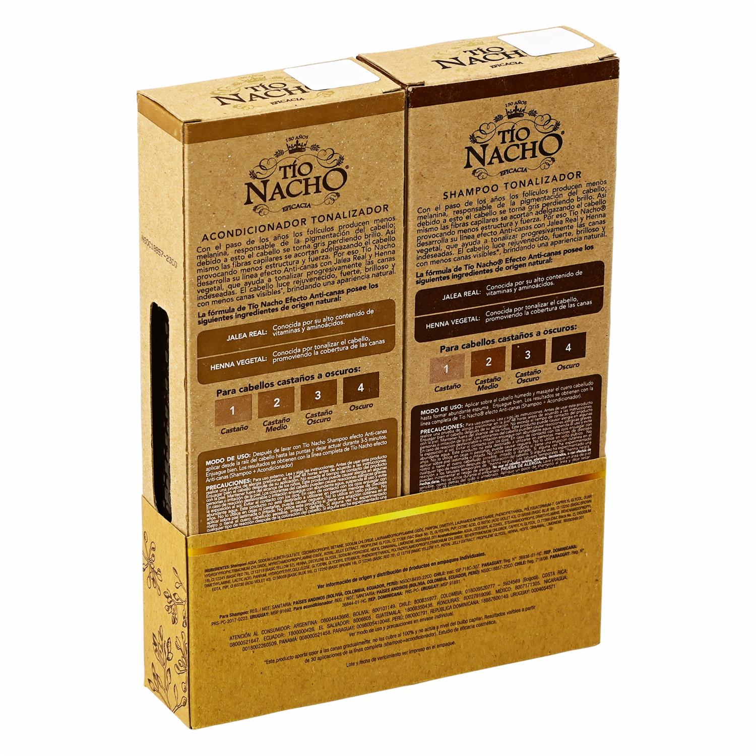 Shampoo Y Acondicionador Anti-Caída Efecto Anti - Canas Henna Egipcia Kit TÍO NACHO 2 X 415 Ml - Imagen 2