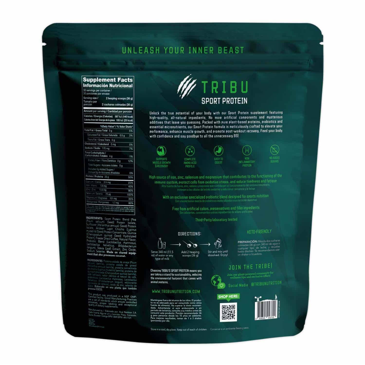 Proteína En Polvo Espresso Coffee TRIBU NUTRITION 1000 G - Imagen 3
