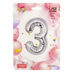 Globo Aluminio Plata N3 16" IMPORTADORA CUMPLEAÑOS Funda