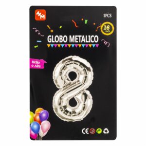 Globo Aluminio Plata N8 IMPORTADORA CUMPLEAÑOS 16"