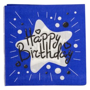 Servilleta Azul Happy Brithay IMPORTADORA CUMPLEAÑOS X20 Unidades