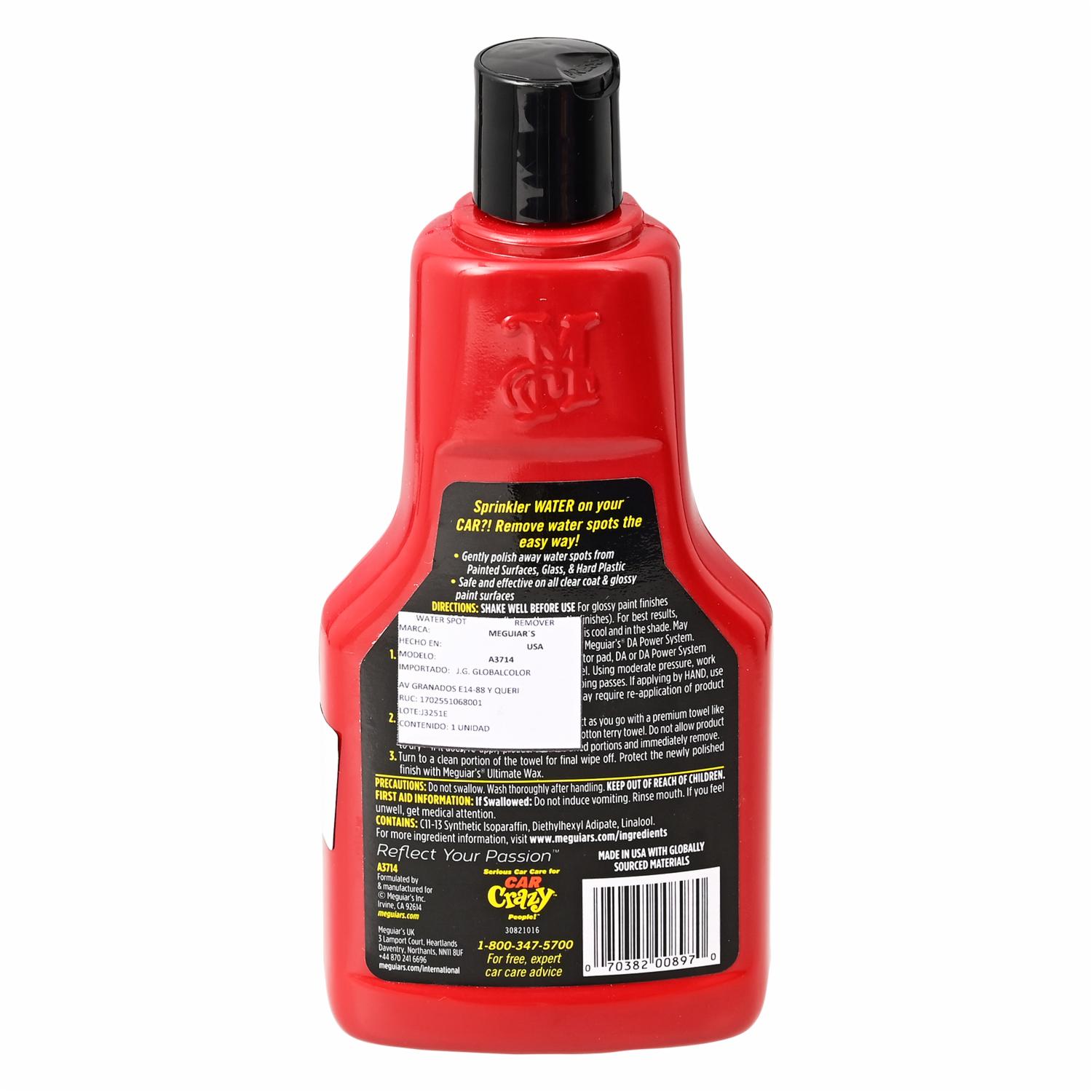 Eliminador De Gota Seca Water Spot  Removedor De Hongos Lluvia Acida En Vidrios  Pintura  Plásticos MEGUIAR’S 473 Ml