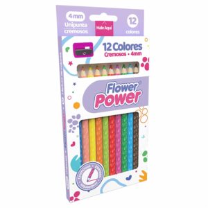 Lápices De Colores Triangular Uni Punta FLOWER POWER X 12 Uds