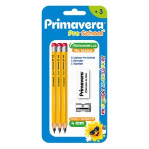 Set Escolar 3 Lápiz Sacapuntas Y Borrador PRIMAVERA X5 Uds